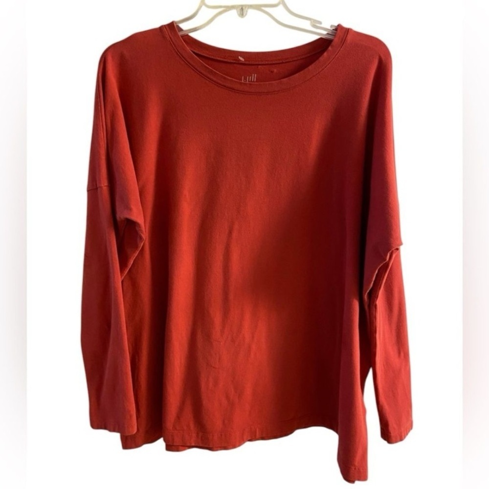 J. Jill Relaxed Long Sleeve Crewneck jersey tee Top in Rust